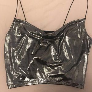 Metallic stringed crop top